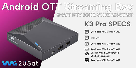 ODM K3 Pro Android IPTV Box Red OTT Boxeo de transmisión para toda la vida