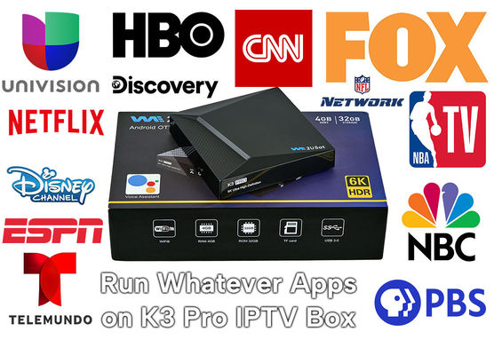 Black Android IPTV Box K3 Pro OTT Boxeo de transmisión de por vida IPTV Smart Box